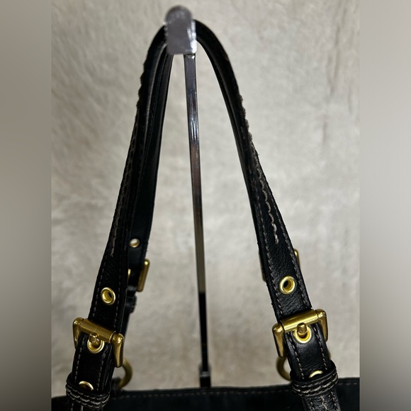 COACH SIGNATURE C GALLERY BLACK SHOULDER TOTE BAG PURSE SATCHEL - Picture 4 of 12